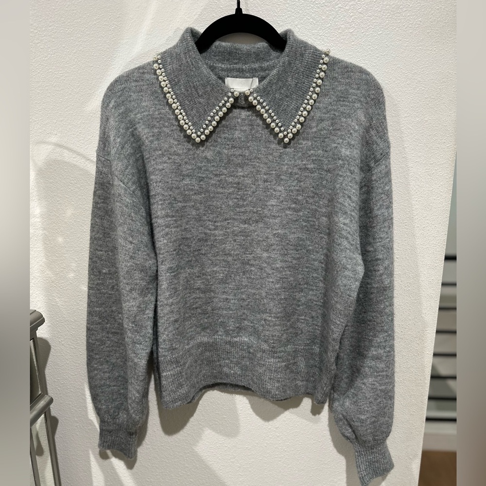 Grey Sweater w/ Pearls